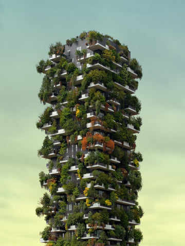 Bosco Verticale in Milan, Italy. Building with plants growing on the sides