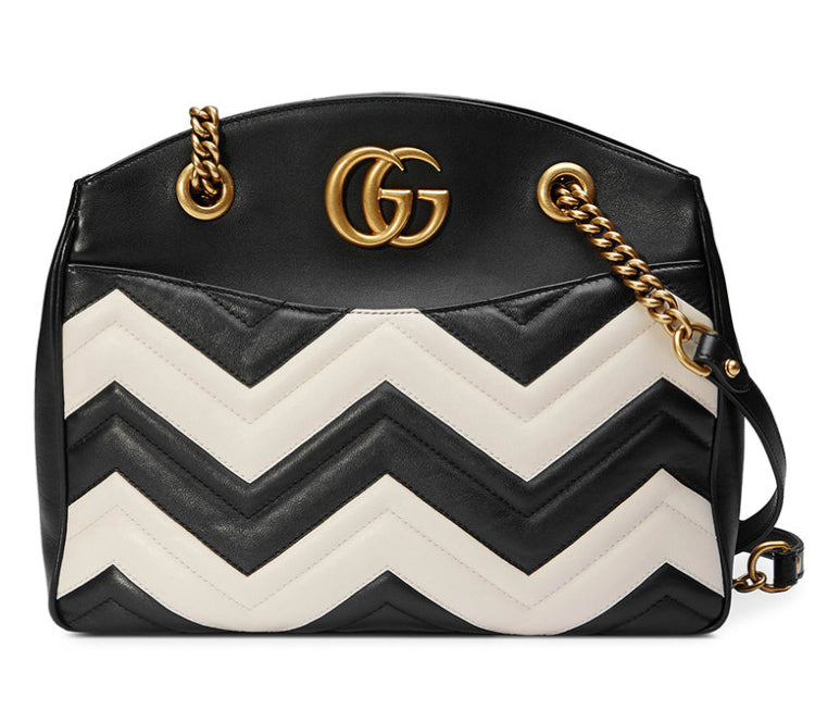 gucci marmont chevron black and white