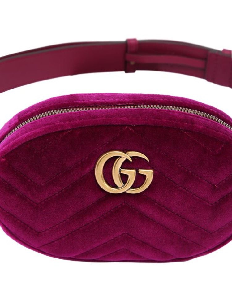 Gucci GG Marmont Matelasse Velvet Belt Bag | Luxury Fashion Clothing and Accessories