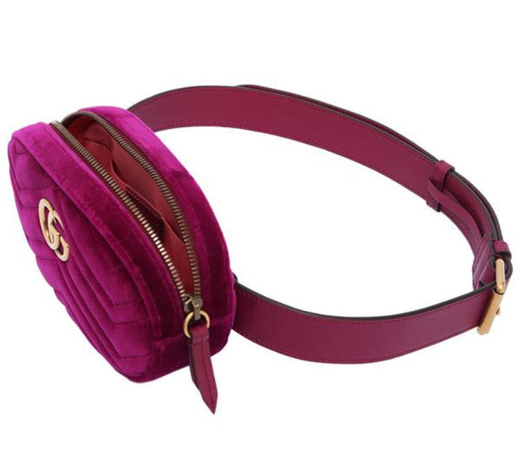 Gucci GG Marmont Matelasse Velvet Belt Bag | Luxury Fashion Clothing and Accessories