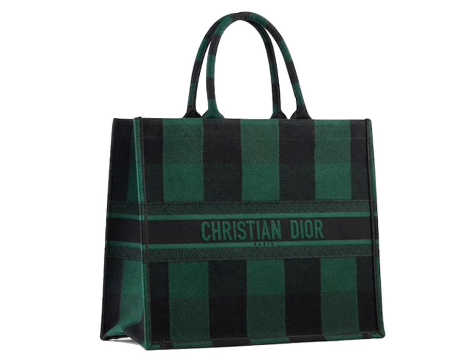Dior Book Tote - Green Check | Luxury 