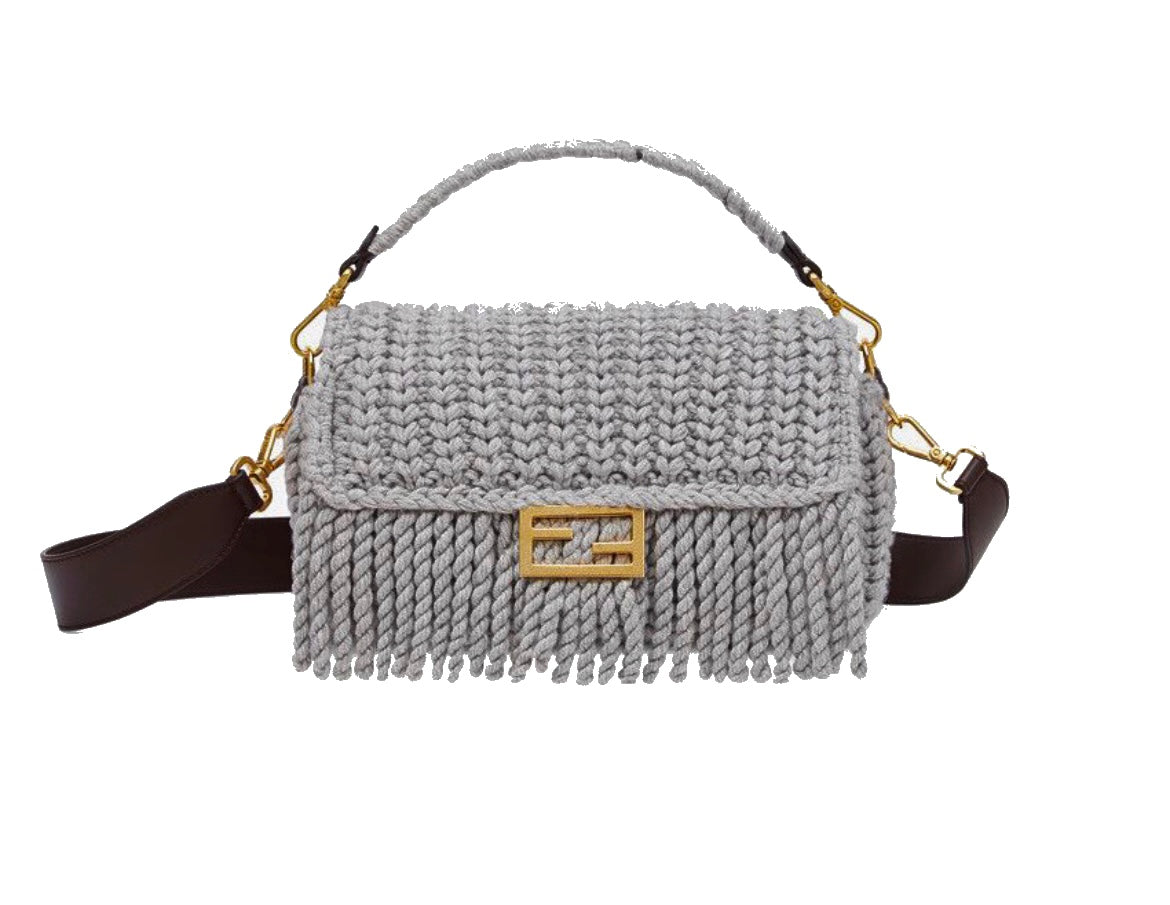 Fendi Knitted Fringe Baguette Bag