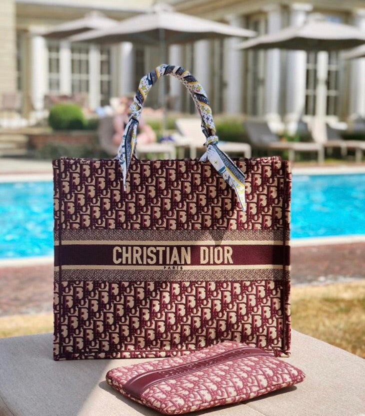 Dior Book Tote - Oblique Burgundy | Luxury Fashion Clothing and Accessories