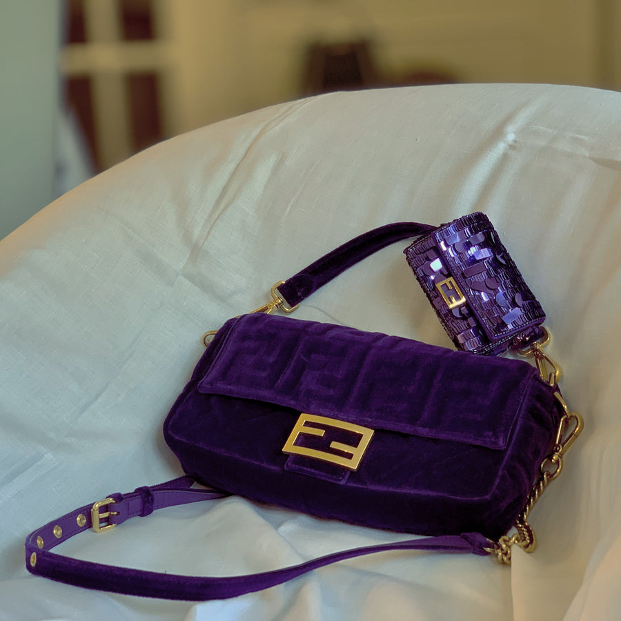 fendi purple sequin baguette