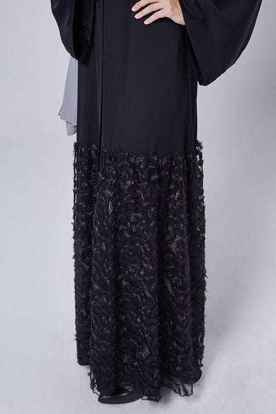 Abaya With Hijab Styles Black Abaya with Lace Hemline