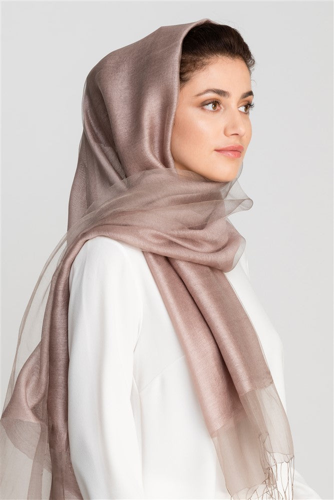 DOUBLE LAYER SILK HIJAB PINK GOLD FERADJE