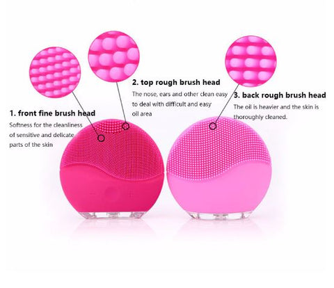 Ultrasonic Electric Face Massager Facial Cleansing Brush Vibration Skin Remove Blackhead Pore Cleanser Waterproof Silicone Face Massager