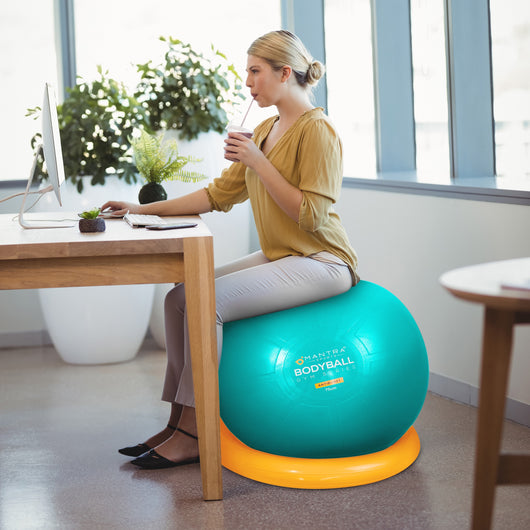 using an exercise ball as a chair