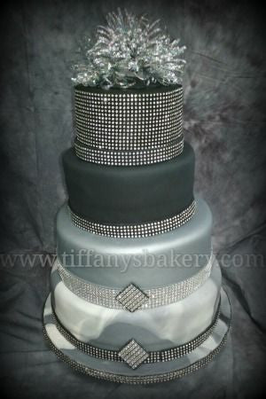 Black And Silver Marble Fondant Wedding Cake Tiffany S Bakery