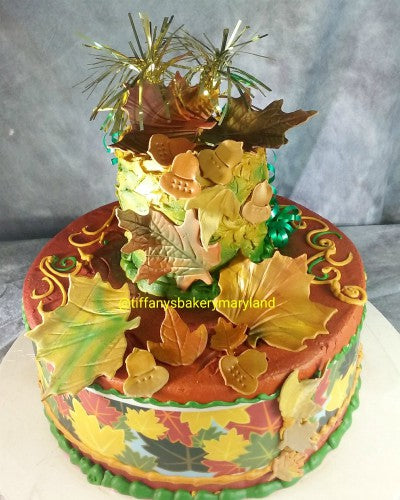 Fall Leaves Celebration Tier Cake Tiffany S Bakery