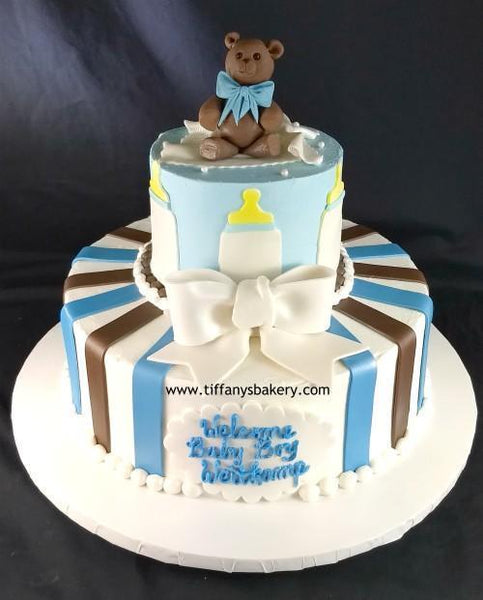 Teddy Bear Baby Celebration Tier Cake – Tiffany's Bakery