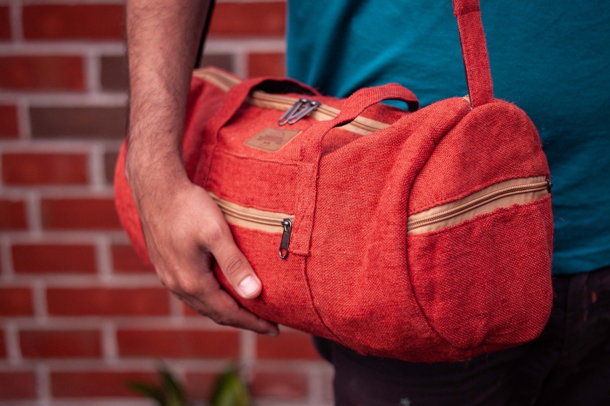 red holdall bags