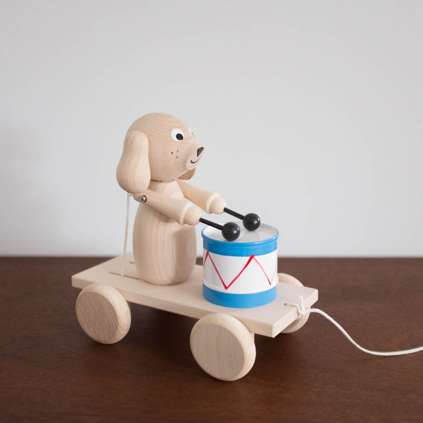 Wooden Dog with Drum Pull Toy