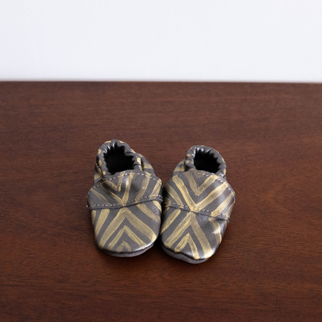 grey baby moccasins