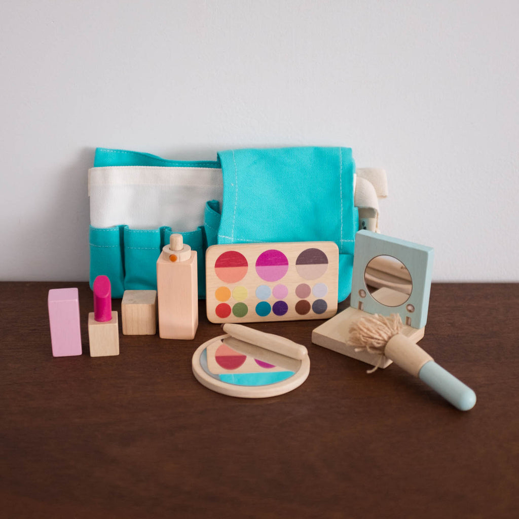 wooden makeup play set