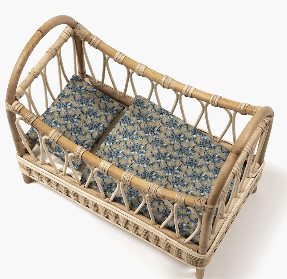 French Doll Rattan Bed with Bedding