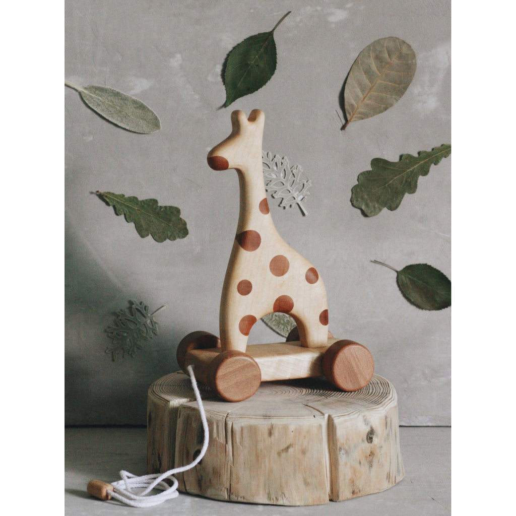 wooden giraffe pull toy