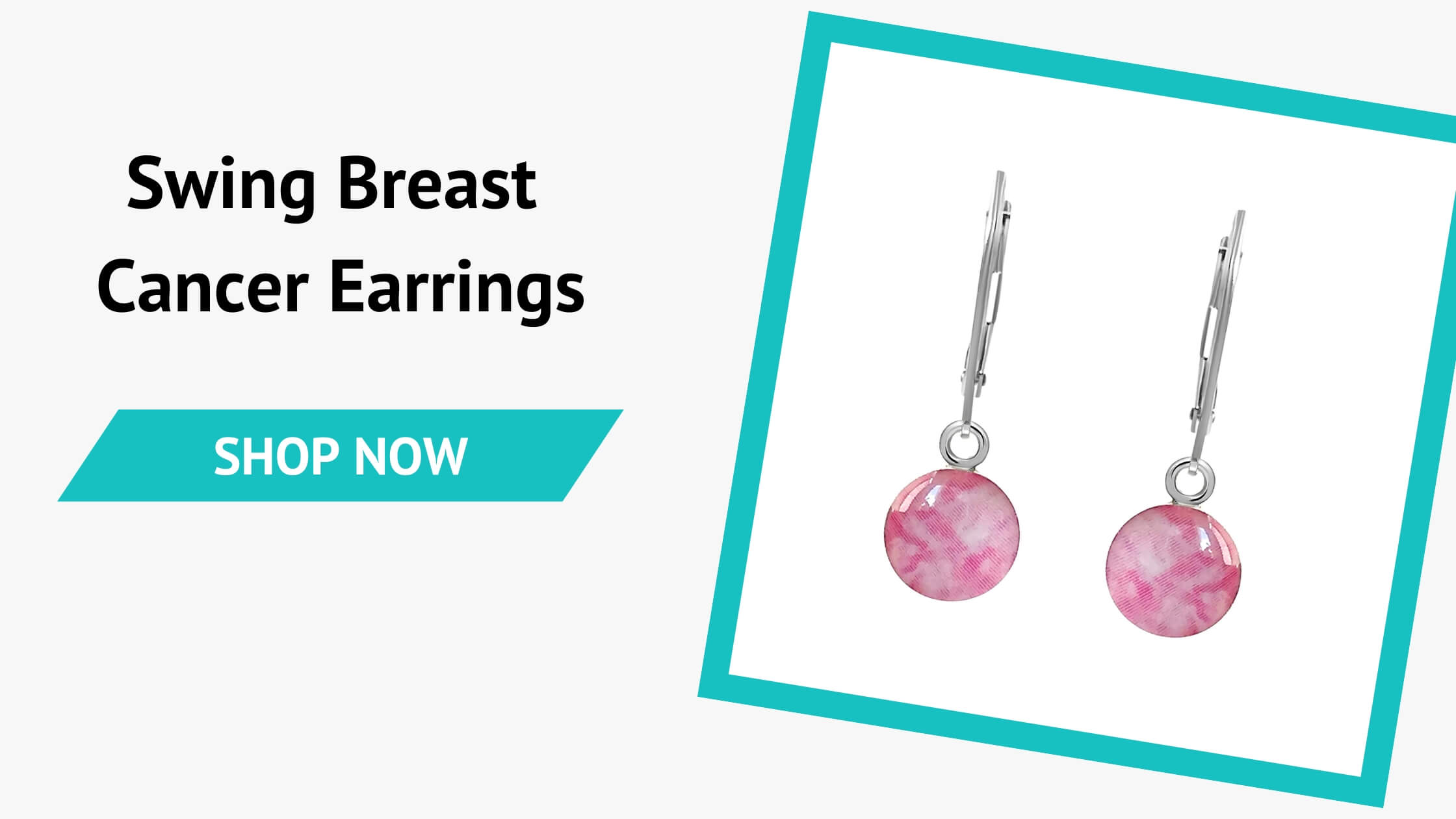 small Sterling silver round pink breast cancer earrings