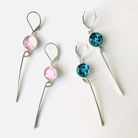 Spike Earrings for breast and ovarian cancer research and awareness in sterling silver