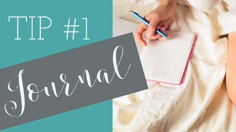 woman journaling in bed with coffee tip #1 journal