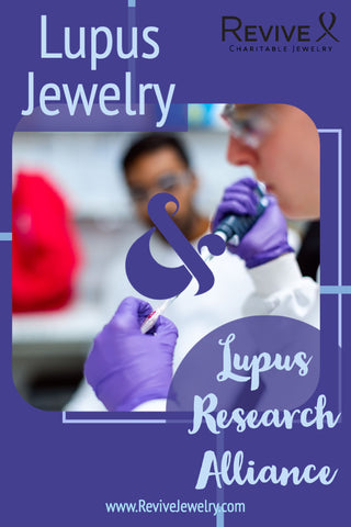 lupus jewelry and lupus research alliance pin with scientist