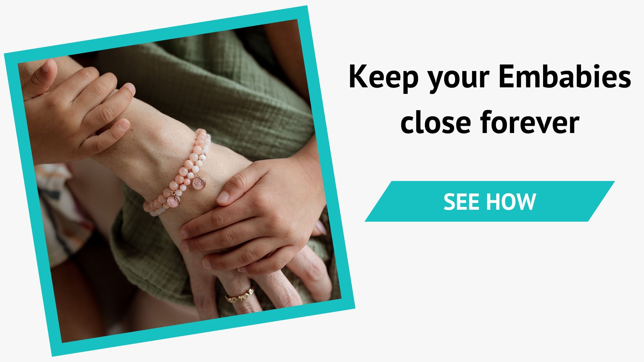 custom fertility jewelry bracelets on moms wrist with two kids holding hands