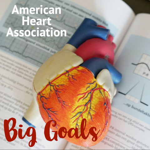 anatomical heart on open textbook big goals american heart association