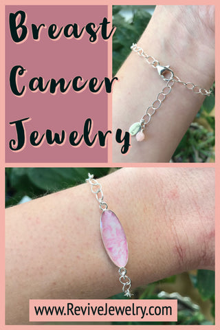 pink breast cancer awareness jewelry identity bracelet in sterling silver with adjustable chain and pink opal stone