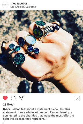 the cause bar feature of revive Jewelry screen shot from instagram