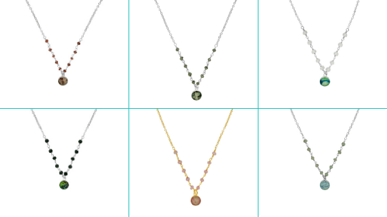 front and center necklace in 6 different colors for 5 different causes
