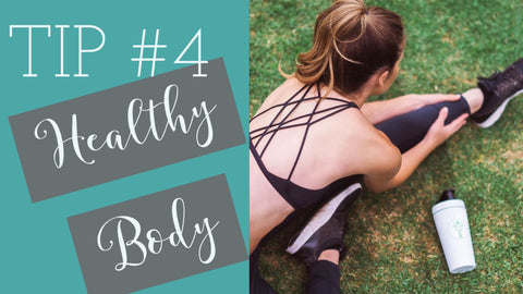 woman in workout clothes stretching tip #4 healthy body