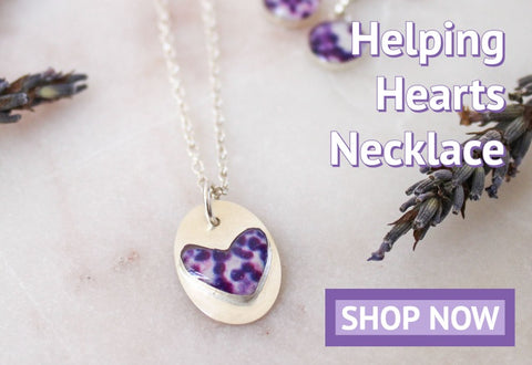 helping hearts necklace for lupus research and awareness