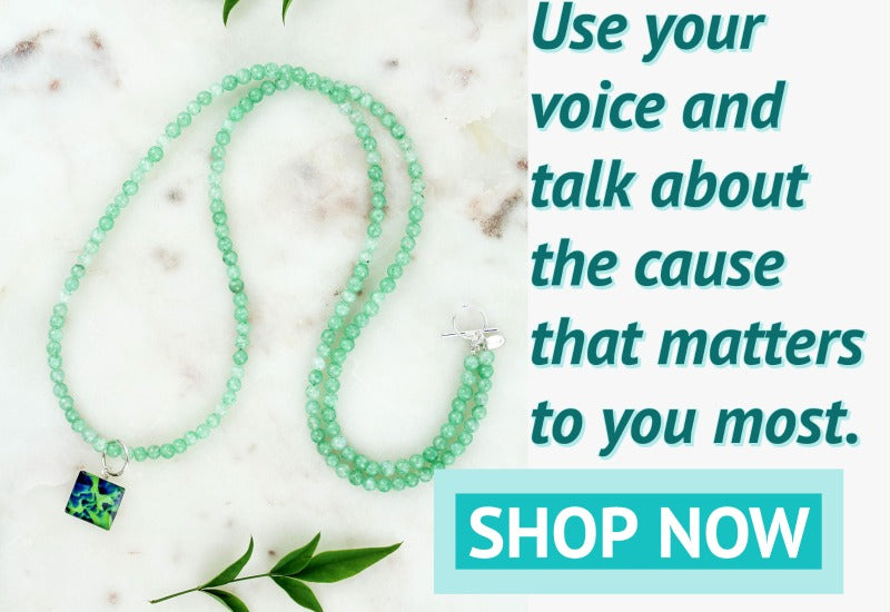 speak up necklace for HIV & AIDS awareness that gives back to charity