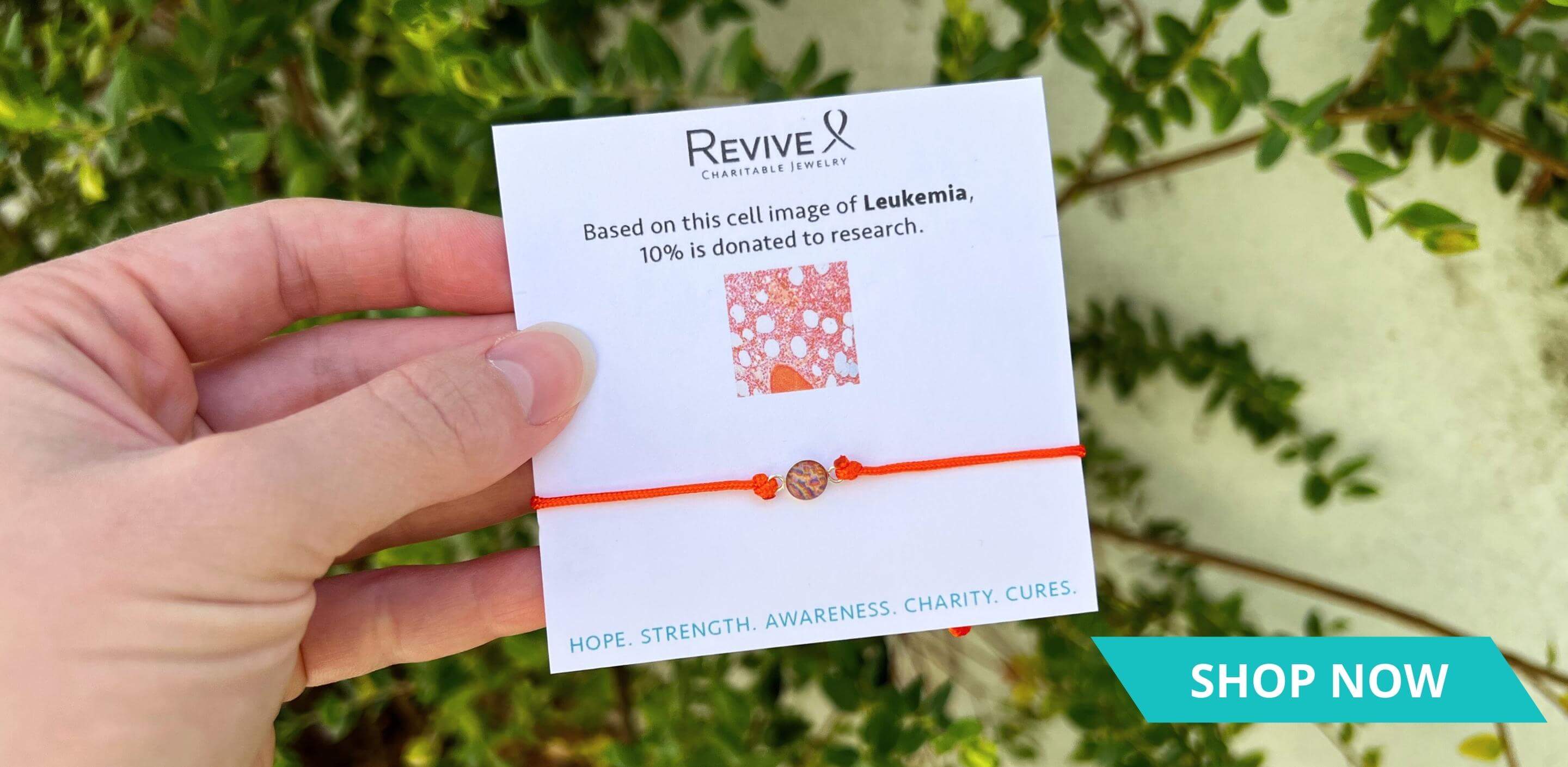 orange leukemia awareness bracelet on revive jewelry packaging