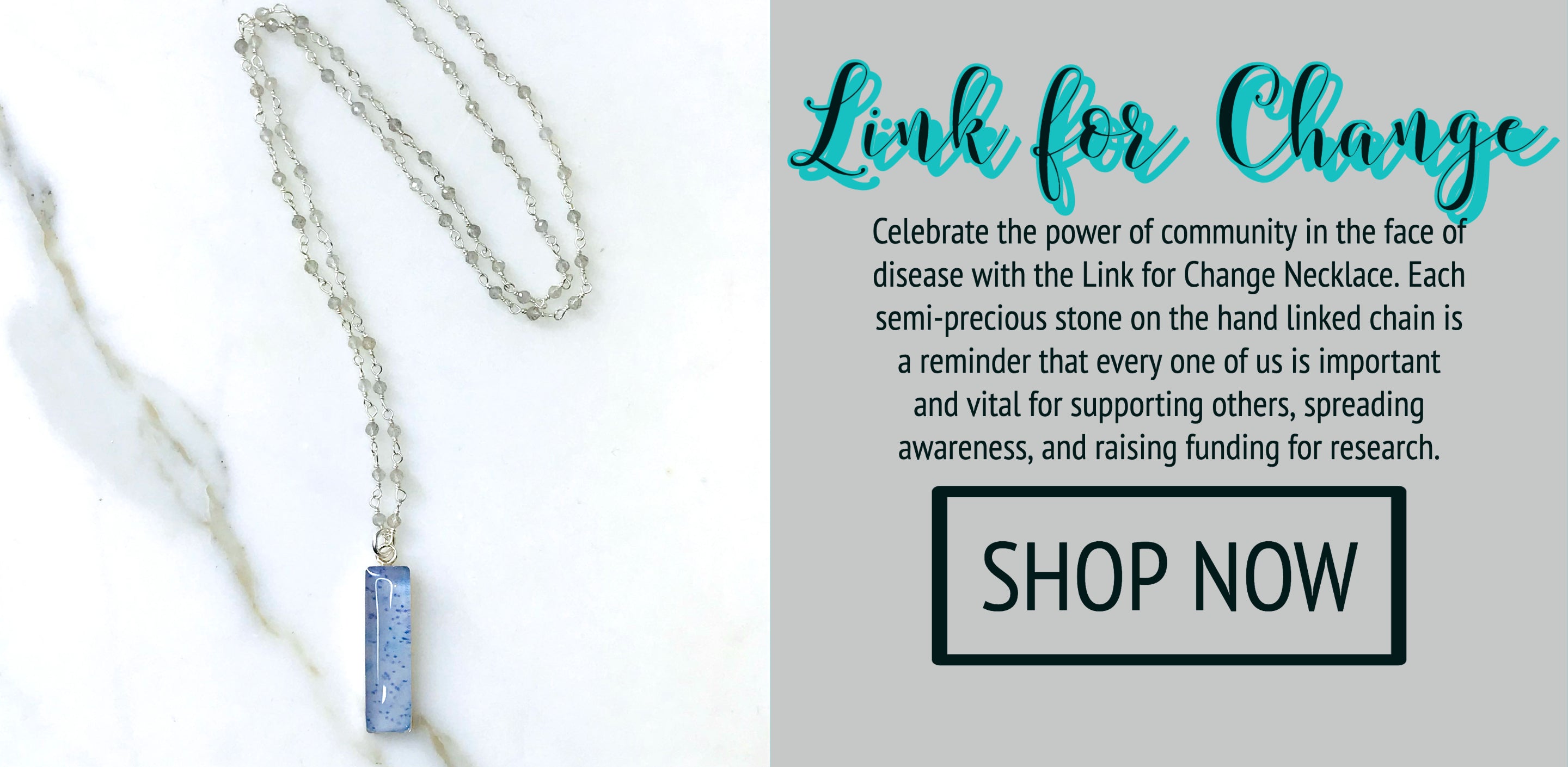 link for change legacy necklace with histology slide pendant that gives back to cancer research