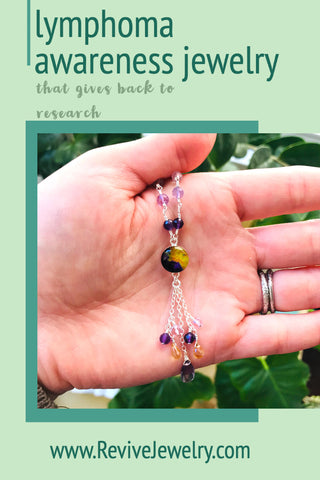 Lymphoma awareness jewelry necklace that gives back to charity and research