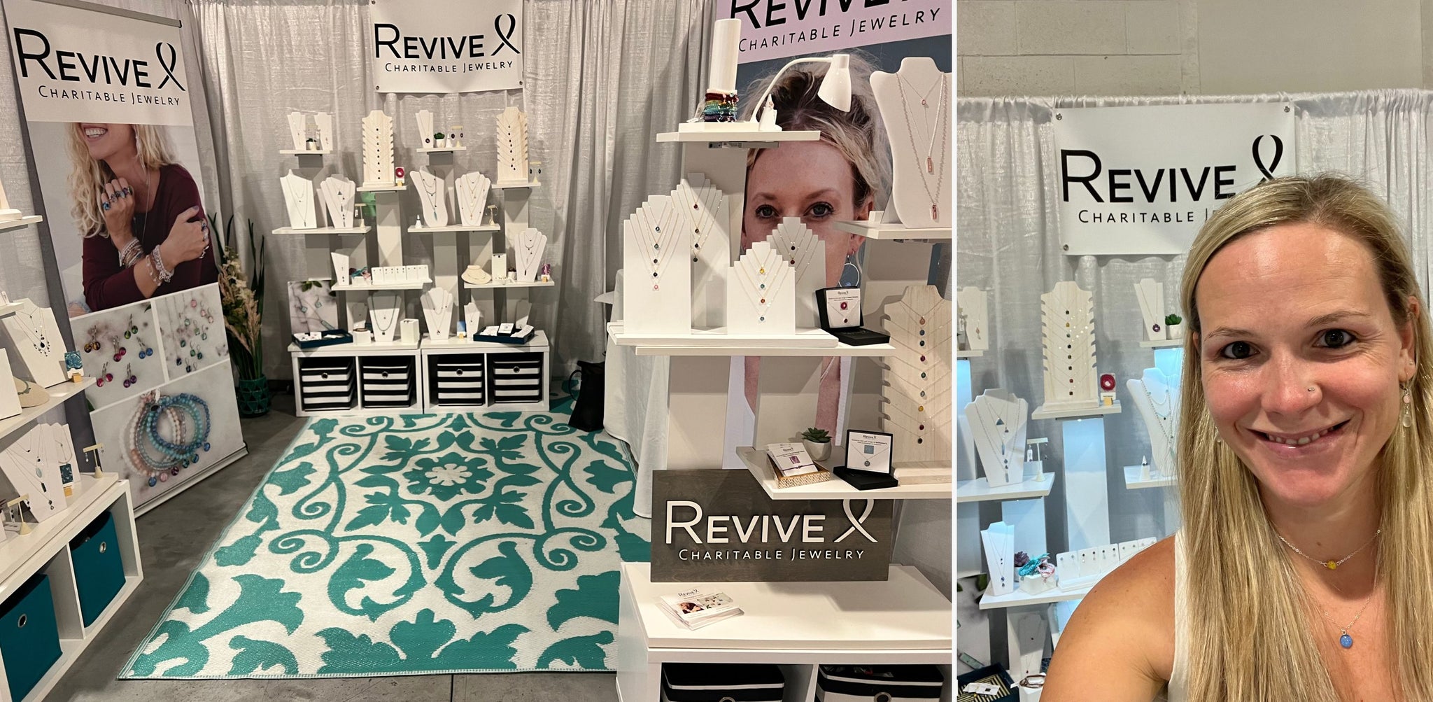 nikki in the Revive Jewelry booth at the las vegas market wholesale trade show