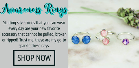 awareness rings for cancer, illness and disease that give back to charity