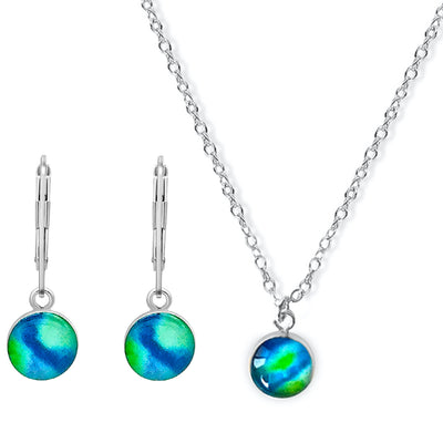 Blue and green magnify awareness jewelry set gives back to charity for diabetes
