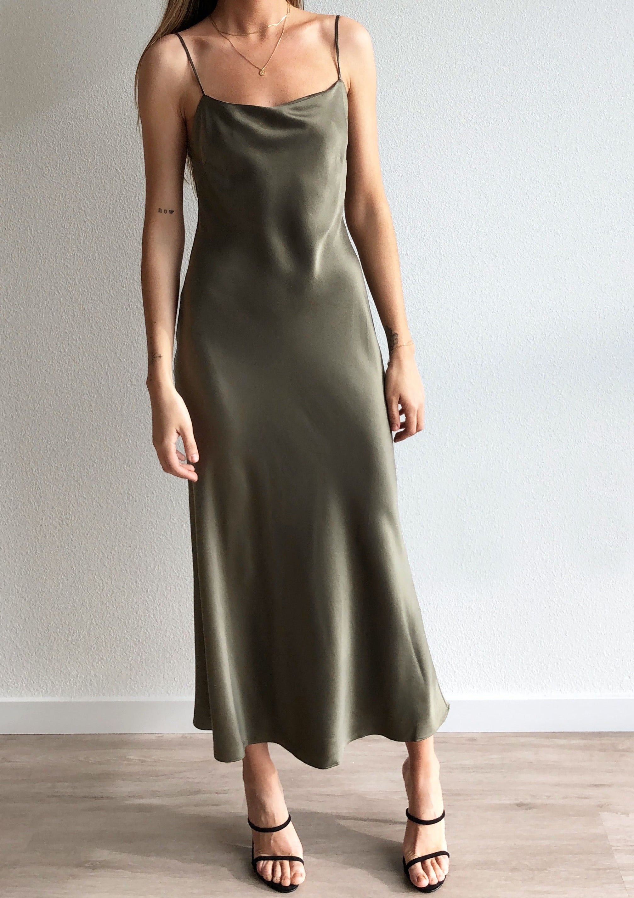 khaki cocktail dress