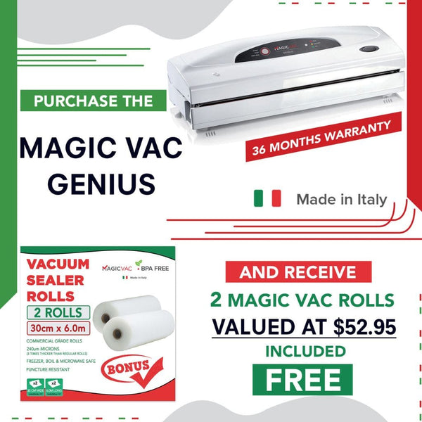 Magic Vac Genius Vacuum Sealer Cryovac Machine Bonus Offer 2 30cm Vacuum Sealer Rolls