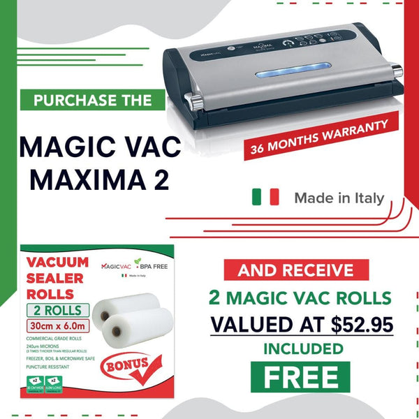 Magic Vac Maxima2 Vacuum Sealer Made in Italy Bonus 2 Vacuum Sealer Roll Free
