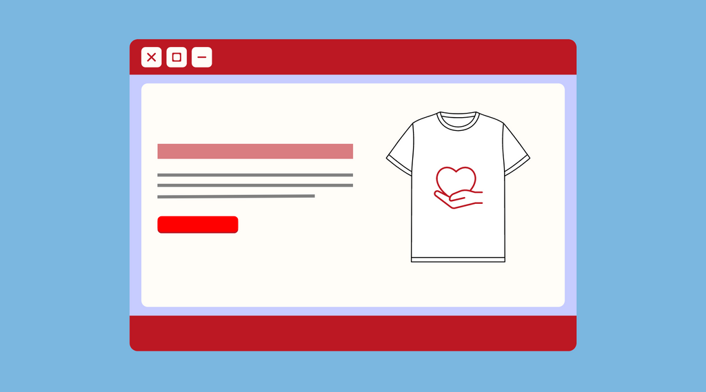 A web page abstract for an online t-shirt fundraising campaign. T-shirt fundraising campaigns usually include the custom t-shirt design