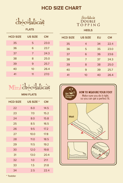 hot chocolate design size chart