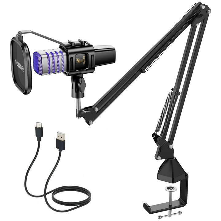 TONOR USB Gaming Microphone, PC Streaming Mic Kit for PS4/5/ Discord/Twitch Gamer, Condenser Studio Cardioid Microfono for Podcasting,  Recording, Content Creation, Singing with Adjustable Arm Stand Q9 : Musical  Instruments