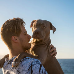 Man carrying dog