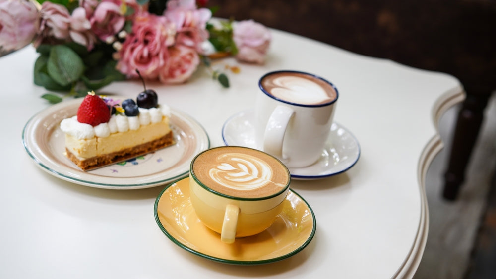 Latte art of hot coffee with tulip milk design
