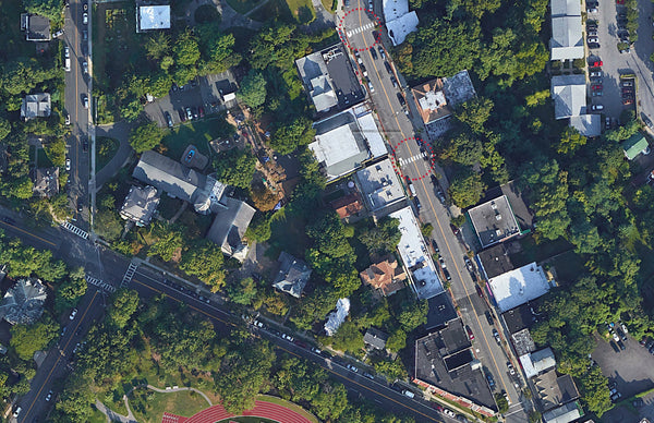 The Jogging Jeweler - Cedar St Crosswalk locations in Dobbs Ferry, Pedestrian Safety