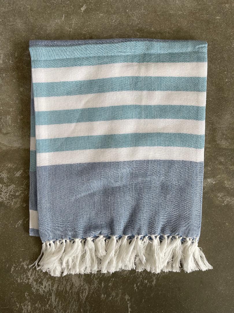 Hammam Towel (Light Blue with White stripes) – Frances Pilley