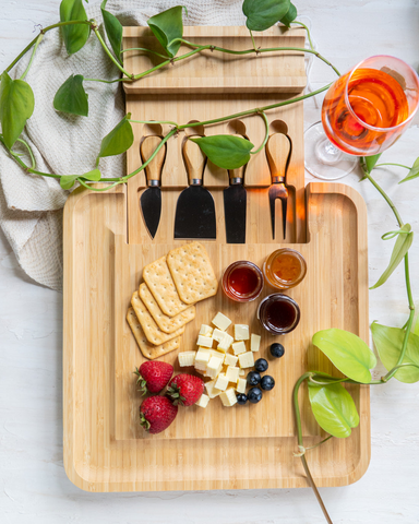 Bamboo Cheeseboard With Cutlery In Large